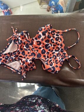 Cat & Jack Orange and Navy Leopard Print Baby One-Piece